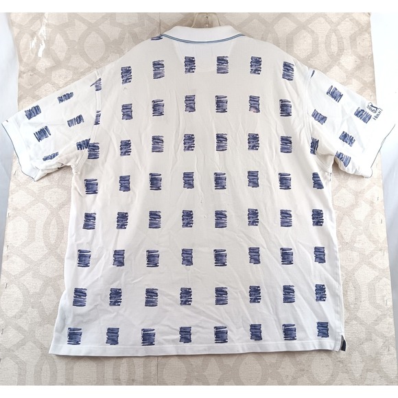 Greg Norman Collection Mens XXL White Blue Print Polo Shirt Honda Classic - Picture 2 of 12